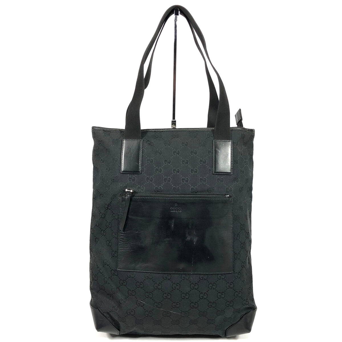 Auth Gucci Tote Bag GG Logo Handbag 019 0401 002058 Canvas Leather