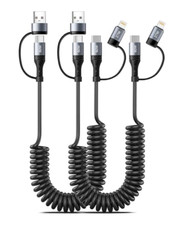 Coiled 2Pack 4FT 4 in 1 Multi Charging Cable 60W Fast Charging coiled