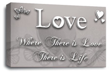 Love Quote Wall Art Silver White Living Room Bedroom Framed Large Canvas Print