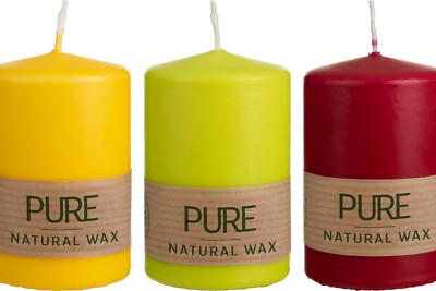 WENZEL PURE NATURAL WAX, Kerze Naturkerze Biokerze Ökokerze 90 mm / 9 cm Ø 70 mm