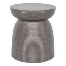 Pemberly Row Cement Pedestal Side Table with Modern Hourglass Design Gray