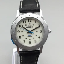 Vintage Timex Sport Indiglo Watch Women 32mm 1992 Black Leather New Battery