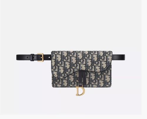 Dior Blue Saddle Oblique Belt Pouch Bag