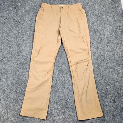 Duck Camp Pants Mens Small Tan Nylon Stretch Lined Hiking Outdoor Zip Pockets