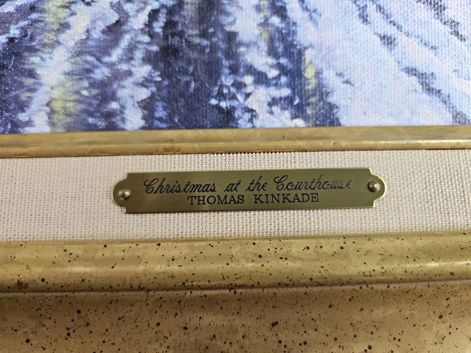 Thomas Kinkade Navidad en el Palacio de Justicia Certificado de Autenticidad Edición I 2001 Marco Dorado Nuevo Foto 2 de 4