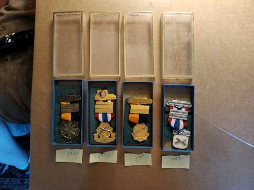 Lot Of (4) 1977 Camp Union Civil War Reenactment Medals Good Cond. Minor Wear