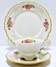 Heinrich Winterling Bavaria Porzellan 3-teil Sammeltasse/Gedeck - Blumen Dekor