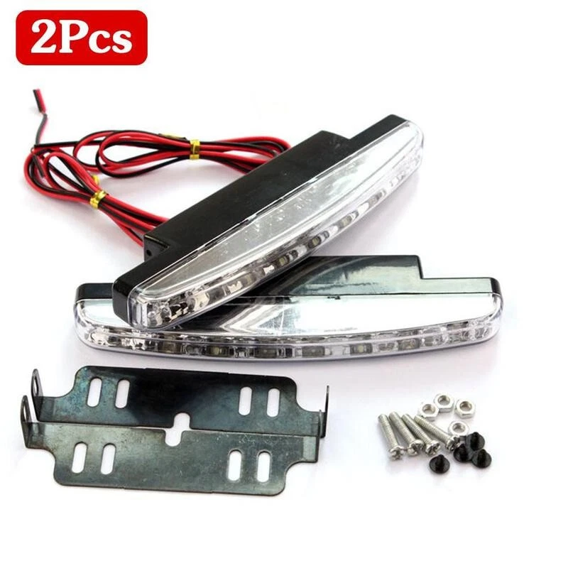 2 Piezas Coche 8 LED DRL Luz Antiniebla Conducción Diurna Luz Cabeza Blanco Foto 2 de 4