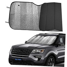 Front Car Sun Shade Windshield - Jumbo/Standard 55.16 x 27.5 Inches - Black