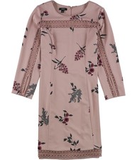 Alfani Womens Illusion Lace Shift Dress, Pink, 6