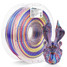 Silk PLA 3D Printer Filament, Shiny Multicolor Rainbow PLA Filament 1.75mm, F...