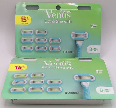 2PK Gillette Venus Extra Smooth 8 Cartridges EACH New & Sealed