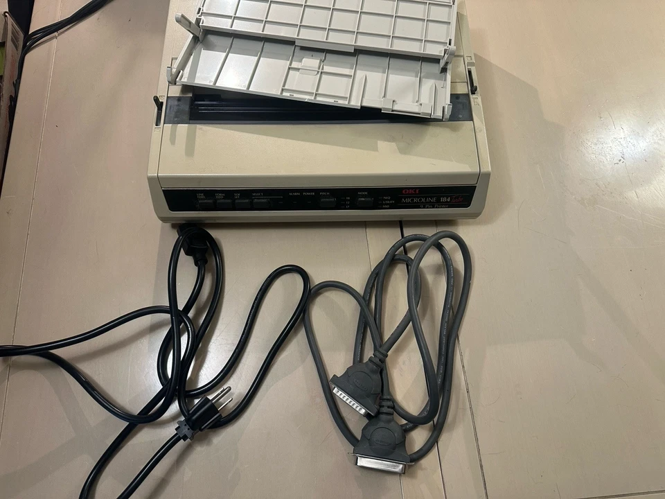 Oki Microline 184 Turbo 9 Pin Printer w/ Cables. Untested Read! - Image 2 of 4