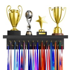 Medal Holder Display Trophy Shelf Organizer, Sturdy Wooden Race Award Hanger ...