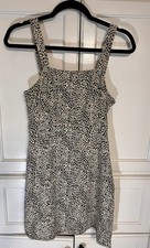 American Eagle Outfitters Beige Leopard Print Square Neck Sleeveless Dress SMALL
