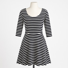Hollister Womens Fit and Flare Dress Small Stretch Long Sleeve Striped Look