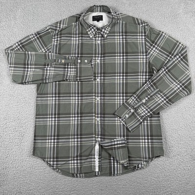 Rag & Bone Shirt Mens Large Green Plaid Button Long Sleeve Classic Casual Preppy