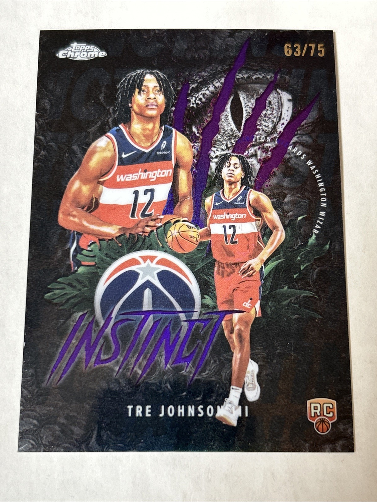 2025-26 Topps Chrome Instinct Tre Johnson Rookie #INS-16 Purple Refractor /75