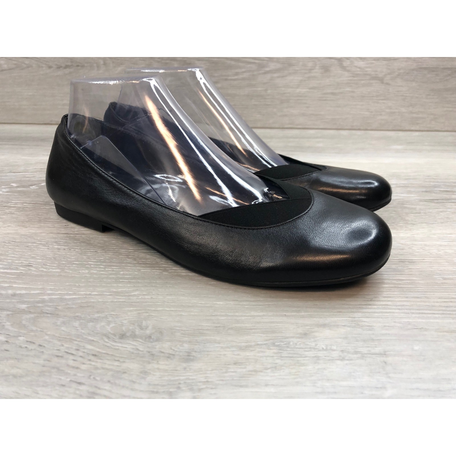 Zapatos planos Clarks Neenah Garden para mujer de cuero negro cómodos de ballet 9,5