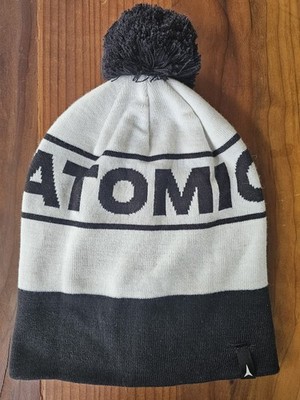 Atomic Ski Beanie Hat OSFA Black White Pom Pom Snowboard Winter Cap