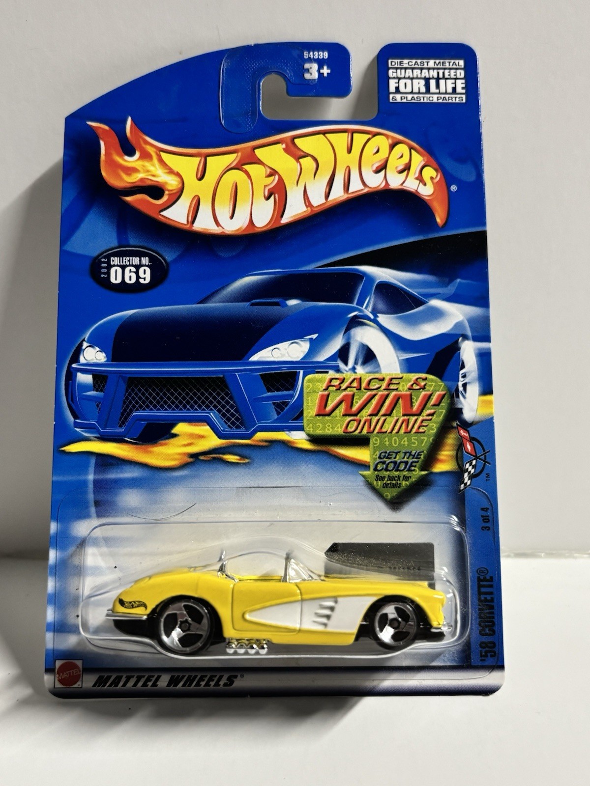 Hot Wheels Corvette Series '58 Corvette Chevrolet Diecast Yellow Black 1:64