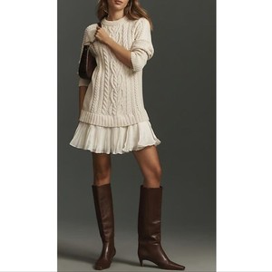 twofer cable knit sweater mini dress Delphine Sweater Twofer Mini Dress