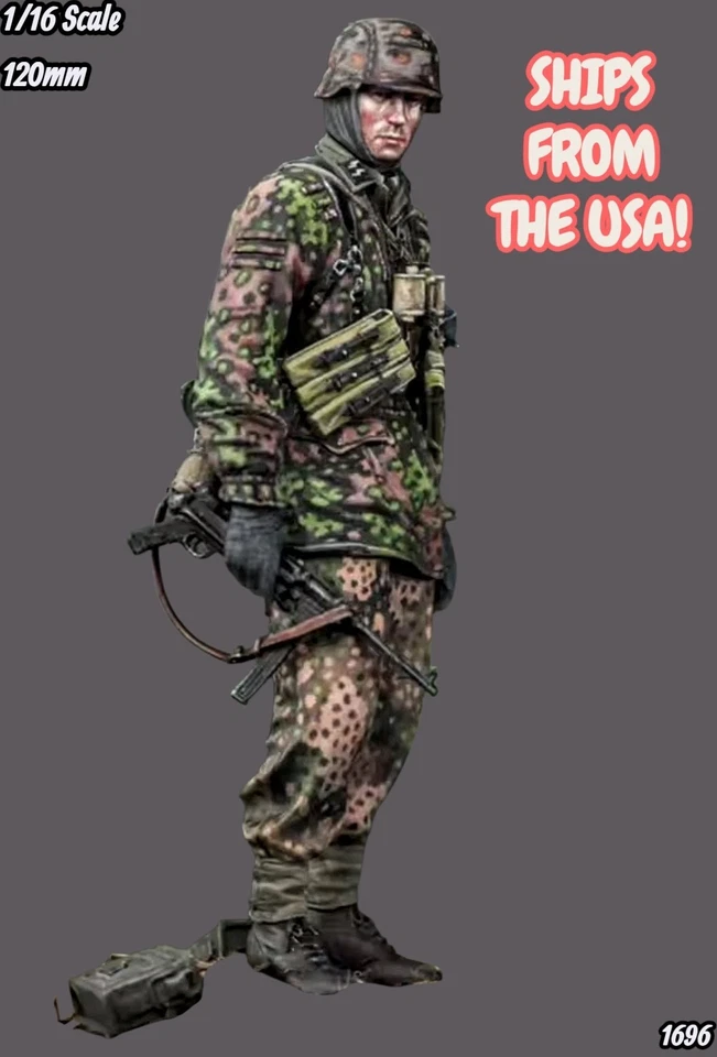 1/16 120mm Resin Figure German Waffen SS Soldier Standing w/ MP40 Model Kit 1696 - Image 3 of 4