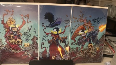 KING SPAWN + GUNSLINGER + THE SCORCHED #50 CONNECTING SET SIGNED SKOTTIE YOUNG 