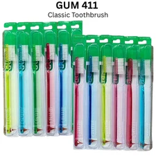 411: GUM Classic Toothbrush , Full Soft w/ Rubber Tip Stimulator Gum Massager