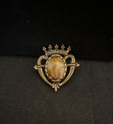 Vintage Scottish Luckenbooth Brooch Pin by Miracle : Carmel Brown Swirl Agate