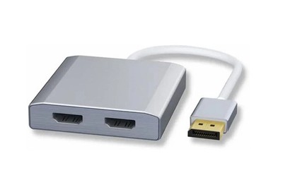 DP to Dual HDMI Adapter 1-in-2-out Multi-Screen Display Hub w/20cm Cable