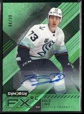 2021-22 UD Synergy Kole Lind Synergy FX Rookies Green Auto /99 #FXR-KL Kraken