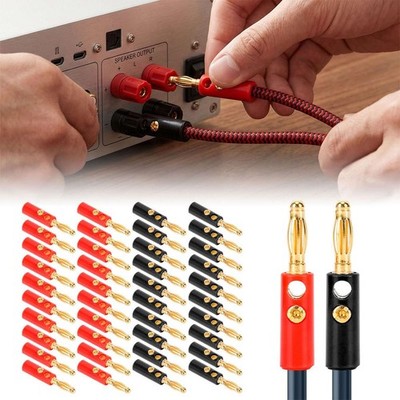 40PCS 4mm Gold Plated Banana Plugs Audio Jack Speaker Wire Cable Screw Connector