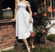 Reformation Tagliatelle Linen Midi Dress White Size - 8