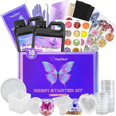 HeyClear Epoxy Resin Kit with Molds for Beginners -18 oz Super Clear and Hard Re