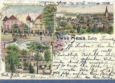 AK EUTIN - VOSSHAUS(Wohnhaus d. Dichters Joh.Heinr. Voss)Garten - gest. 8.8.1899