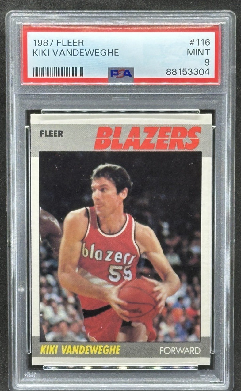 1987 FLEER #116 KIKI VANDEWEGHE TRAIL BLAZERS PSA 9
