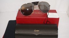 CARTIER Sunglasses Aviator Gold Ruthenium Calfskin Grey CT0038S 003 59 16 135