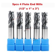4 Flute 1/2" x 1" x 3" Solid Carbide End Mills - TiALN COATED USA 5PCS