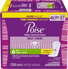 Poise Daily Liners Regular Length 2 Drop Absorbency 126 Ct Packaging May Vary