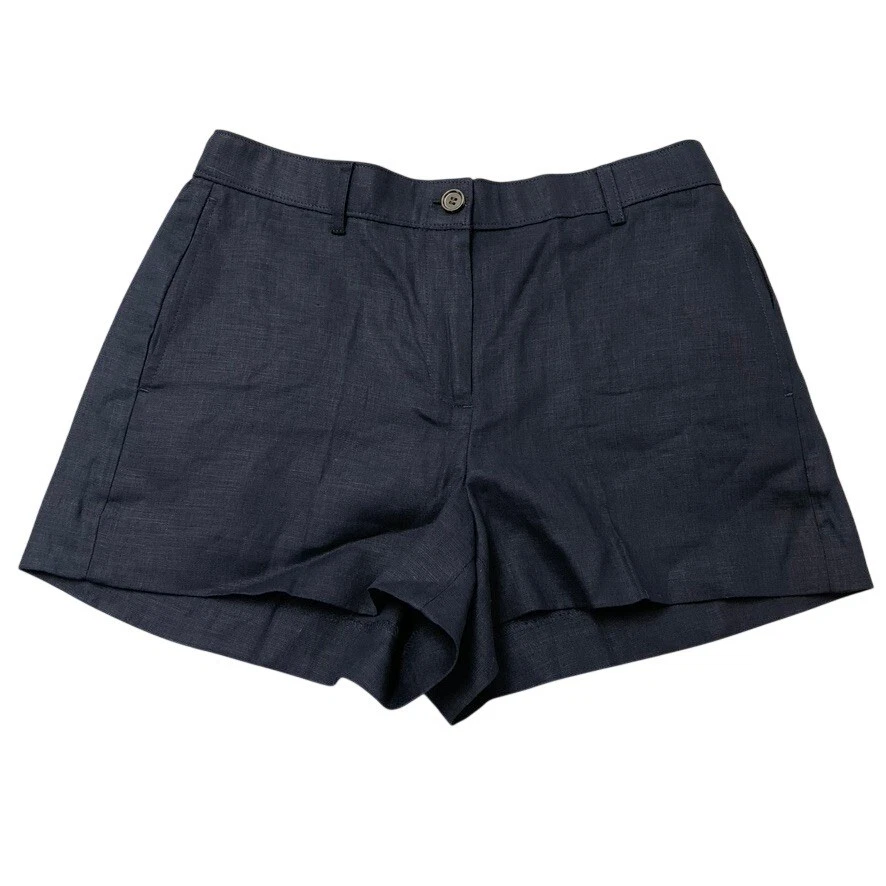J.Crew Linen Shorts Womens Small Navy Blue Re-Imagined Fair Trade Coastal Casual