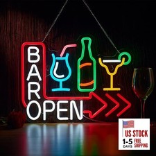 Bar Open Neon Sign for Wall D cor Dimmable Green Red Yellow Blue White Orange