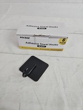 Adhesive Towel Hooks 6 Pack Black Stainless Steel Heavy Duty
