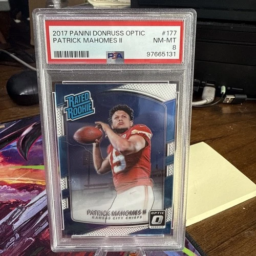 2017 Panini Donruss Optic Patrick Mahomes II Rated Rookie RC PSA 8 NM-MT Blue
