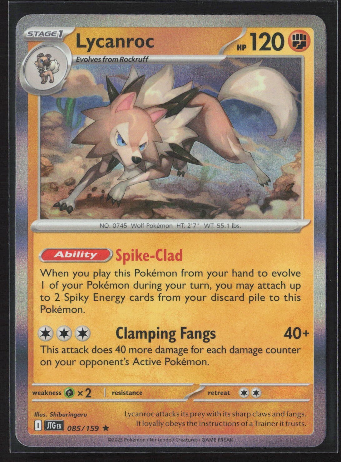 085/159 Lycanroc - Journey Together - Holo Rare NM Pokemon