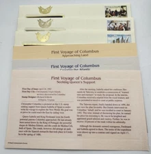 Lot of (3) 1992 First Day of Issue First Voyage Of Columbus 22k Gold Stamps