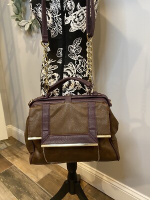 Olivia & Joy Brown & Burgandy Handbag crossbody + Top Handle Like A Hobo Bag!