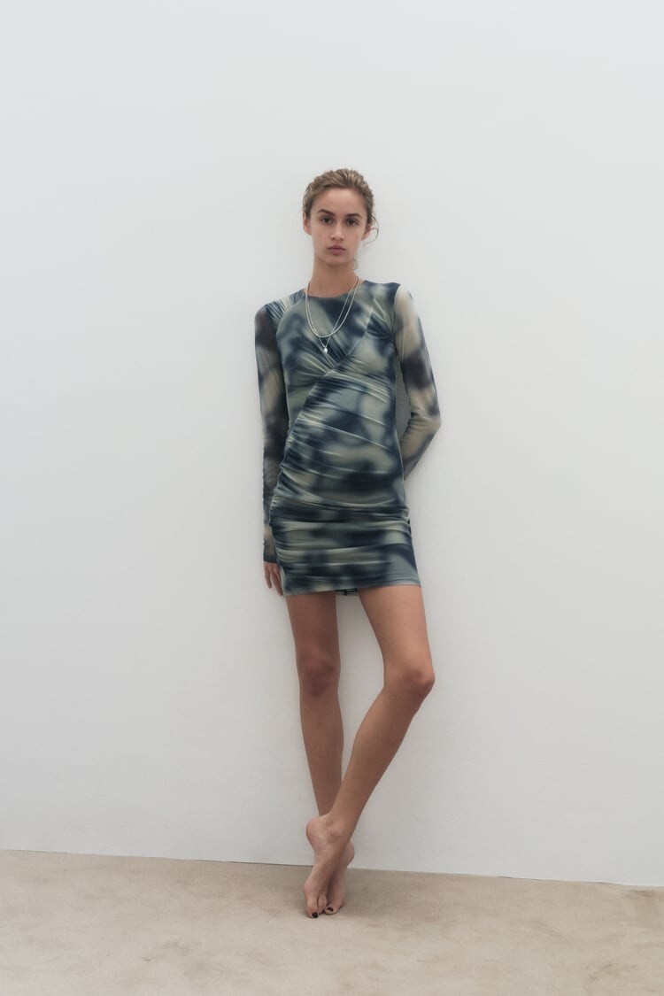 Zara Printed Tulle Mini Dress, Size Small NEW - RRP £60