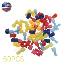 60pcs T-Taps Wire Connectors Quick Splice Terminals Insulated Crimp Cable