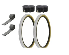 ALTALINE Bicycle 24" x 1.75" White Gum Wall BMX COMP III (2) TIRES, TUBES& STRIP